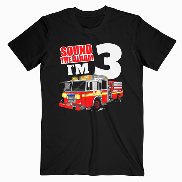 Kids Fire Truck 3rd Birthday T Shirt