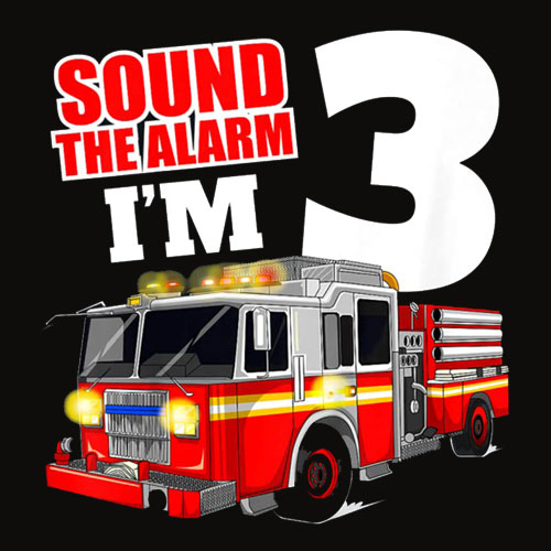 Kids Fire Truck 3rd Birthday T Shirt