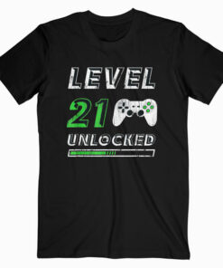 Level 21 Unlocked 21 Year Old Gamer Funny Birthday T-Shirt