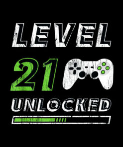 Level 21 Unlocked 21 Year Old Gamer Funny Birthday T-Shirt
