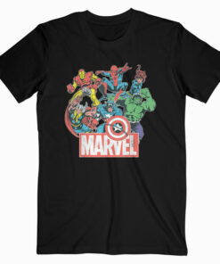 Marvel Avengers Team Retro Comic Vintage Graphic T Shirt