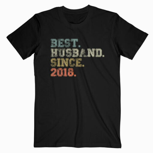 Mens Best Husband Since 2018 Epic Couple 2nd Wedding Anniversary T-Shirt