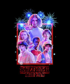 Netflix Stranger Things Group Shot Fireworks Poster T Shirt