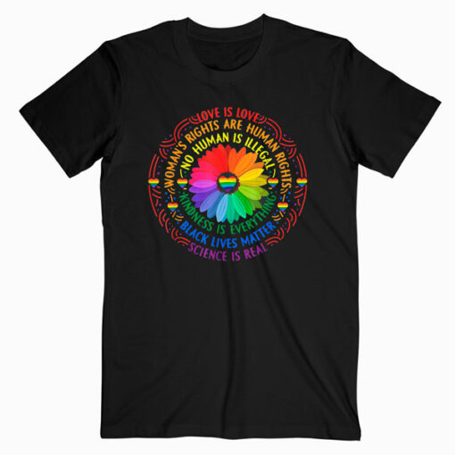 Rainbow Black Lives Matter Science LGBT Pride Flower T-Shirt