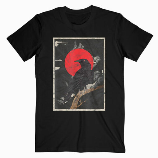 Red Moon Raven Graphic Black Crow T-Shirt
