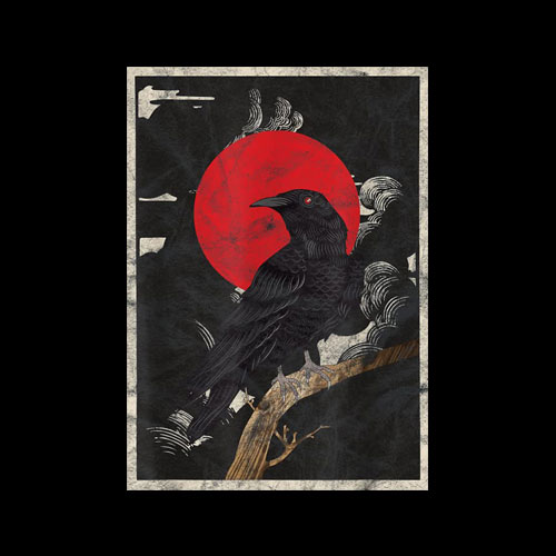 Red Moon Raven Graphic Black Crow T-Shirt