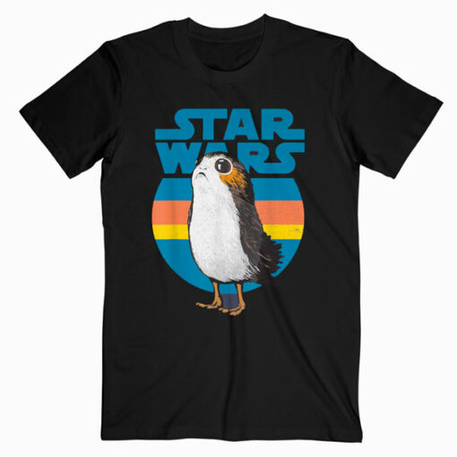 Star Wars Last Jedi Porg Retro Stripes Logo Graphic T Shirt