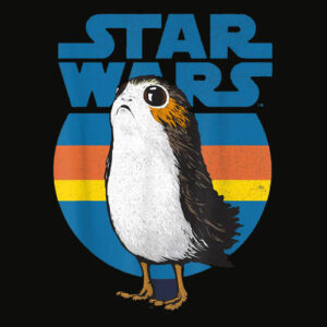 Star Wars Last Jedi Porg Retro Stripes Logo Graphic T Shirt