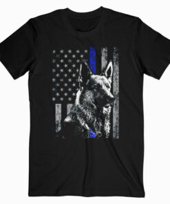 Thin Blue Line Flag K-9 German Shepherd Police Dog Gift Men T-Shirt