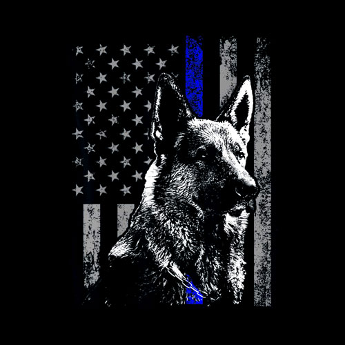 Thin Blue Line Flag K-9 German Shepherd Police Dog Gift Men T-Shirt