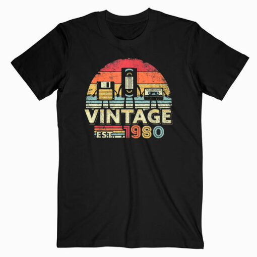 1980 Shirt Vintage 40th Birthday Gift Funny Music Tech T Shirt