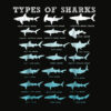 21 Types of Sharks Marine Biology T Shirt