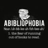 Abibliophobia Funny Reading Bookworm Reader Gift T Shirt