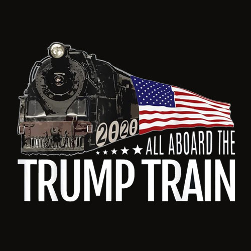 All Aboard the Trump Train 2020 American Flag T Shirt