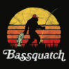 Bassquatch Funny Bigfoot Fishing Outdoor Retro T Shirt