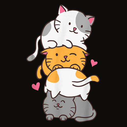 Cat Cats Meowtain Cute Kitty Pile Anime Kawaii Neko Gift T Shirt