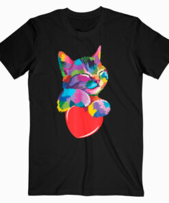Cute Cat Gift for kitten lovers Colorful Art Kitty Adoption T Shirt