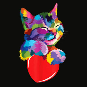 Cute Cat Gift for kitten lovers Colorful Art Kitty Adoption T Shirt