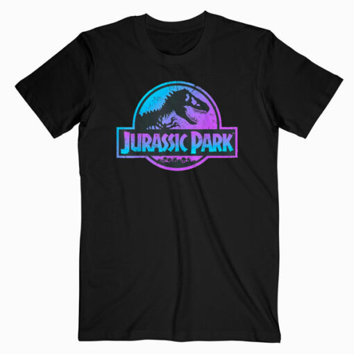 Jurassic Park Blue and Purple Fossil Logo Graphic T Shirt