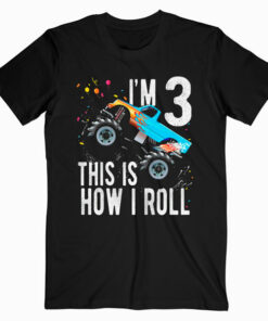 Kids 3 Year Old Shirt 3rd Birthday Boy Monster Truck Car T Shirt