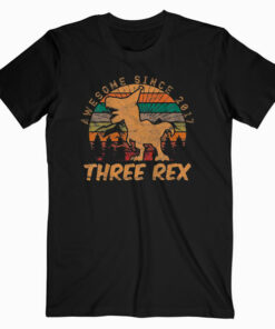 Kids Three Rex 3rd Birthday Gifts Third Dinosaur 3 Year Old T Shirt