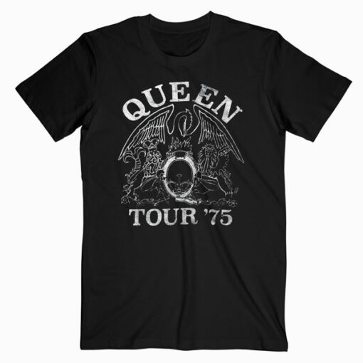 Queen Official Tour 75 Crest Logo T Shirt