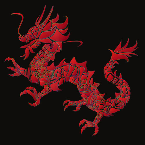 Red Chinese Firedrake T Shirt Dragon Print Art Wear
