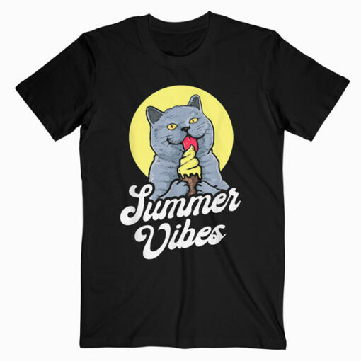 Summer Vibes Ice Cream Cone British Shorthair Cat Lover T Shirt