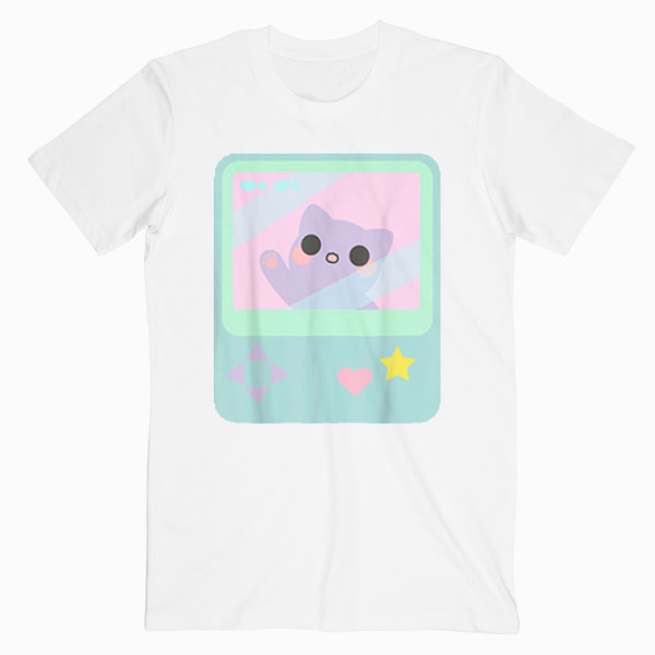Super Kawaii Gamer Cat kitty Pastel Anime Inspired T Shirt