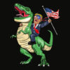 T Rex Dinosaur With Trump American Flag For Patriot T Shirt