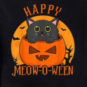 Happy Halloween Meowoween Cute Black Cat Party Costume Gift T Shirt