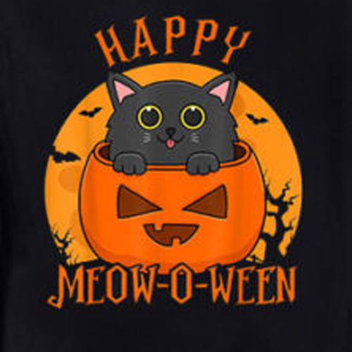 Happy Halloween Meowoween Cute Black Cat Party Costume Gift T Shirt