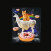 Space Cat Riding Llama and Donuts Galaxy Funny Cat T Shirt