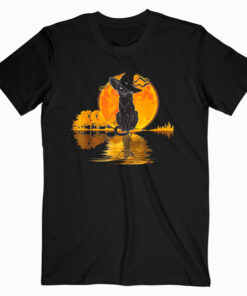 Vintage Halloween Scary Black Cat Witch Hat Moon Witchy Gift T Shirt