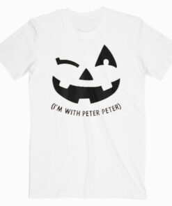 Womens Naughty Im With Peter Wink Pumpkin Matching Couple Halloween T Shirt