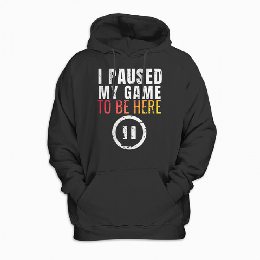 Christmas Hoodie I Paused My Game to be Here Funny Sarcastic Pullover Hoodie