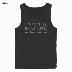 French Inspired Un Deux Trois Cat Funny French Joke Quote Tank Top