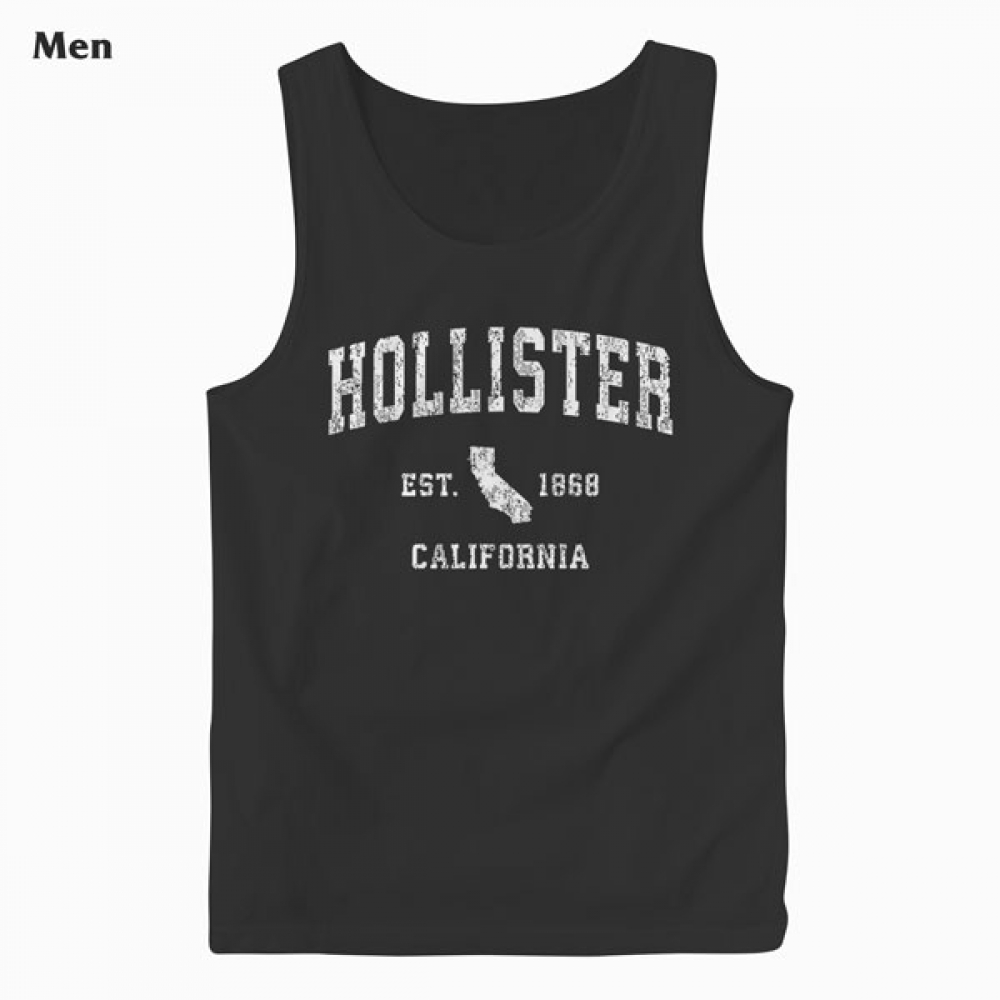 Hollister California CA Vintage Athletic Sports Design Tank Top