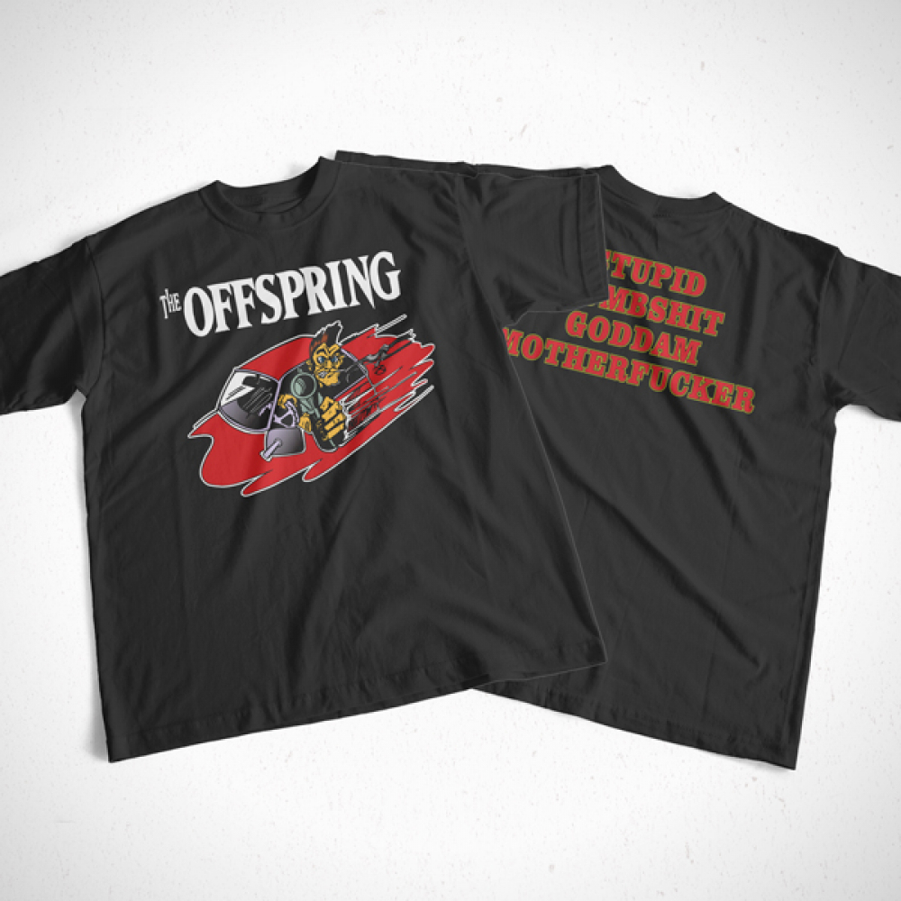 Stupid Dumbshit Goddam Mother Fucker The Offspring Band T Shirt Front Back Sides