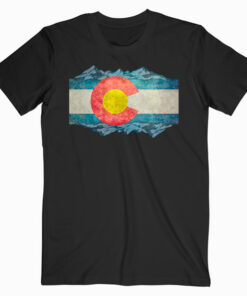 Colorado Flag and Mountains T Shirt