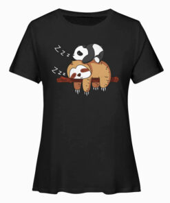 Cute Panda Sleeping on Sloth Lover T Shirt