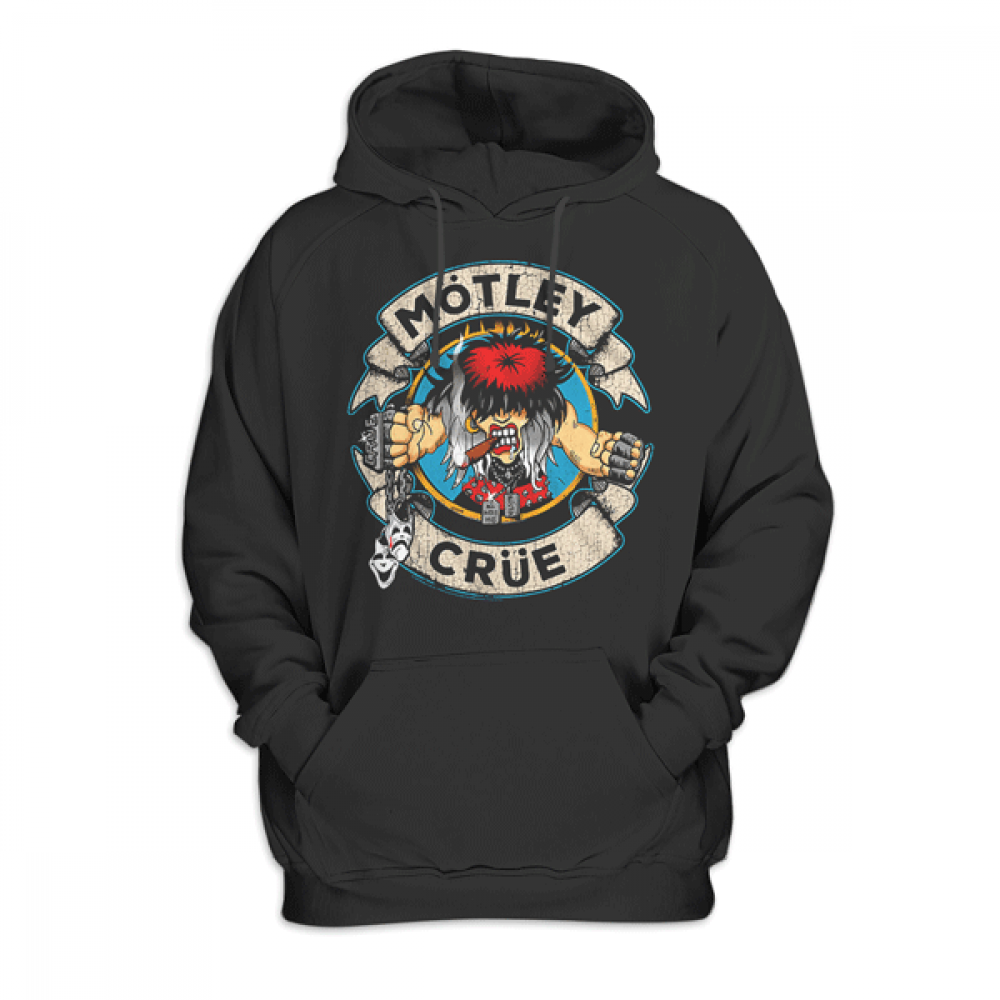 Motley Crue Cartoon Rocker Band Pullover Hoodie