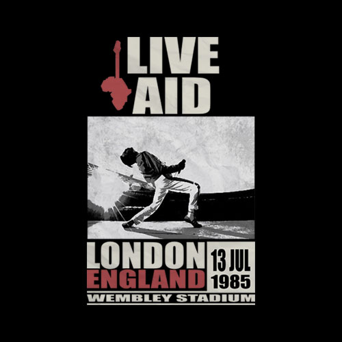 Live Aid at Wembley Freddie Mercury Queen Band T Shirt