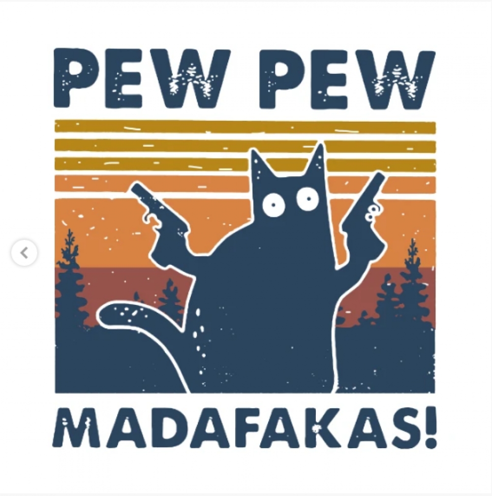 Cat Pew Pew Madafakas Vintage T-Shirt Design