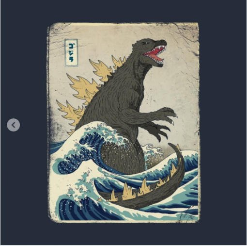 The Great Godzilla off Kanagawa T-Shirt Design