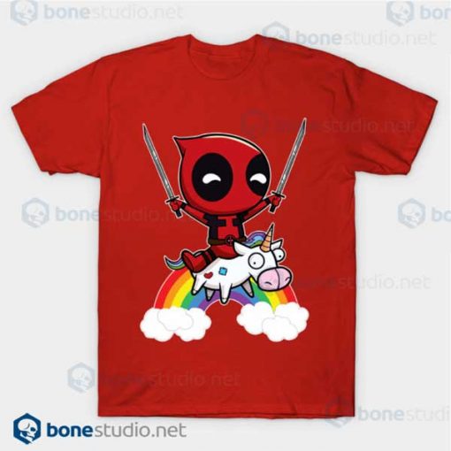 Deadpool Riding A Unicorn Red T Shirt