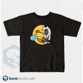 Emoji T-Shirt Kids Cute Emoji Skeleton Kids Black T-Shirt