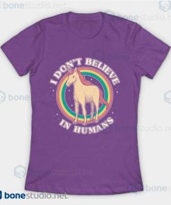 I Dont Believe In Human Unicorn T-Shirt Purple