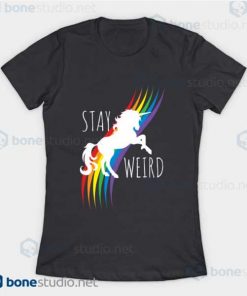 Stay Weird Rainbow Unicorn T-Shirt Asphalt