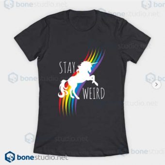 Stay Weird Rainbow Unicorn T-Shirt Asphalt